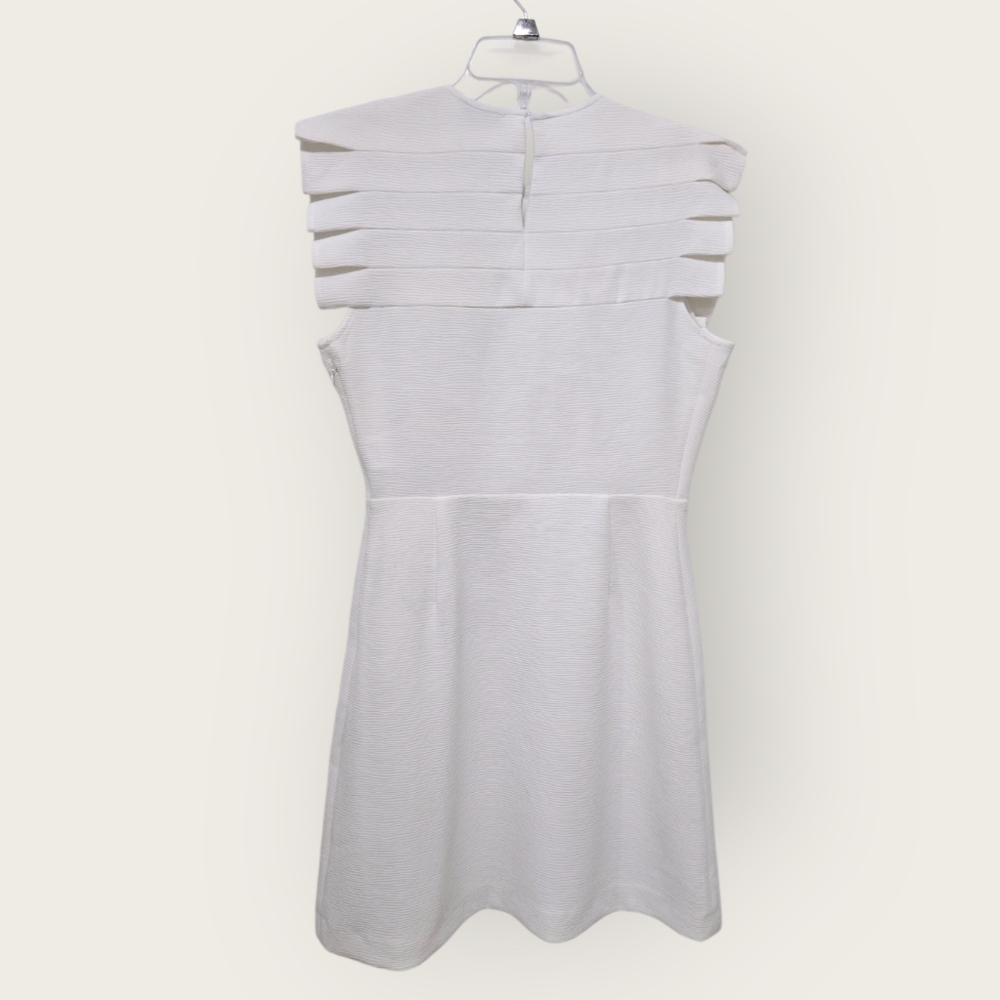 Sandro Paris White Laurena Mini Dress Size 38/US 6 Pleated Ruffle EUC - Picture 8 of 16